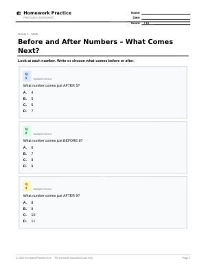 Before and After Numbers – What Comes Next? worksheet thumbnail