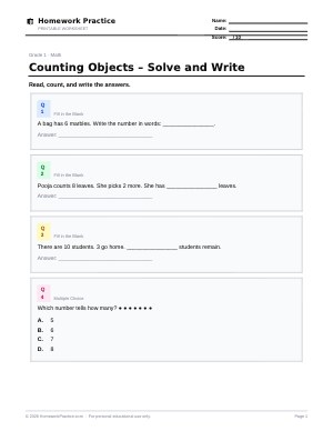 Counting Objects – Solve and Write worksheet thumbnail