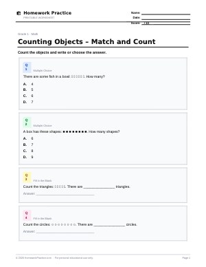 Counting Objects – Match and Count worksheet thumbnail