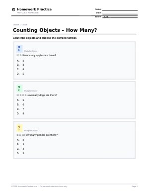 Counting Objects – How Many? worksheet thumbnail